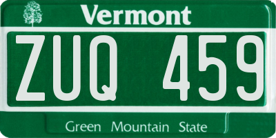 VT license plate ZUQ459