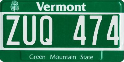 VT license plate ZUQ474