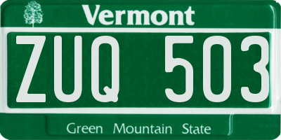 VT license plate ZUQ503