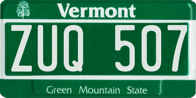 VT license plate ZUQ507