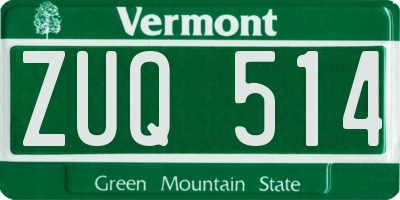 VT license plate ZUQ514