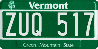 VT license plate ZUQ517