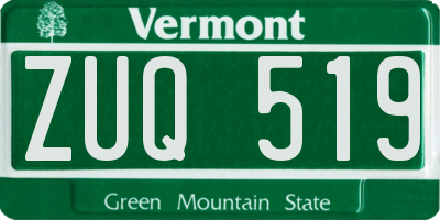 VT license plate ZUQ519