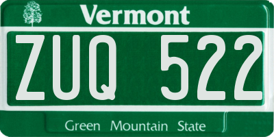 VT license plate ZUQ522