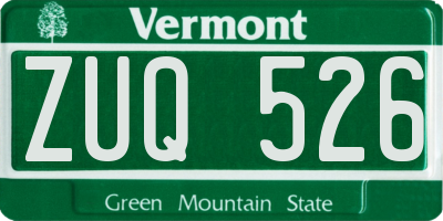 VT license plate ZUQ526