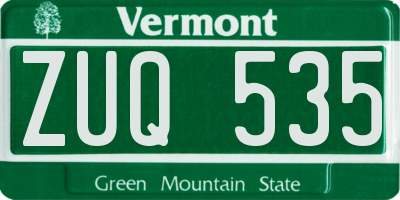 VT license plate ZUQ535