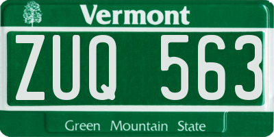 VT license plate ZUQ563