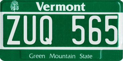 VT license plate ZUQ565
