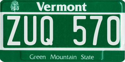 VT license plate ZUQ570