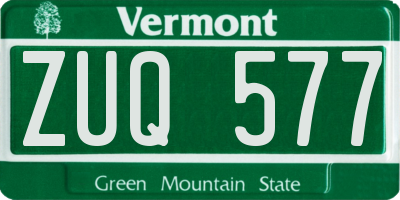 VT license plate ZUQ577