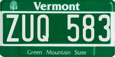 VT license plate ZUQ583