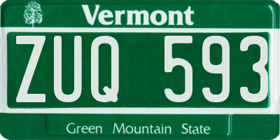 VT license plate ZUQ593