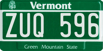 VT license plate ZUQ596