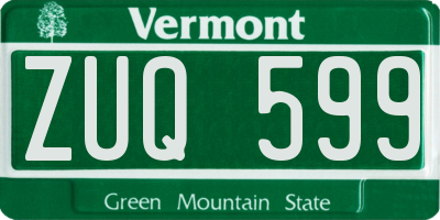 VT license plate ZUQ599