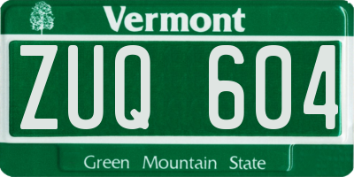 VT license plate ZUQ604