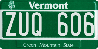 VT license plate ZUQ606