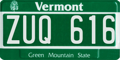 VT license plate ZUQ616