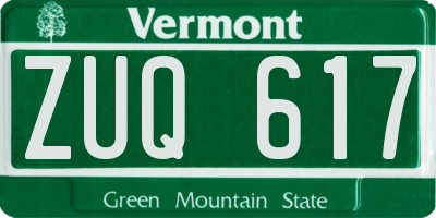 VT license plate ZUQ617