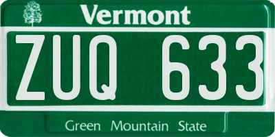 VT license plate ZUQ633