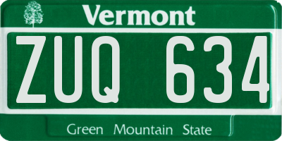 VT license plate ZUQ634
