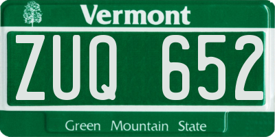 VT license plate ZUQ652