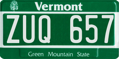 VT license plate ZUQ657