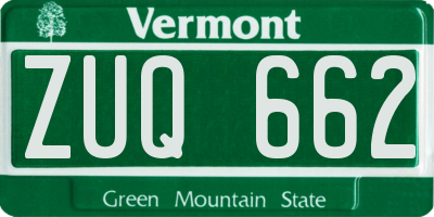 VT license plate ZUQ662