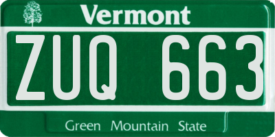 VT license plate ZUQ663