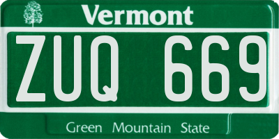 VT license plate ZUQ669