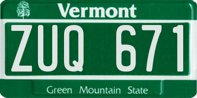 VT license plate ZUQ671