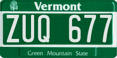 VT license plate ZUQ677