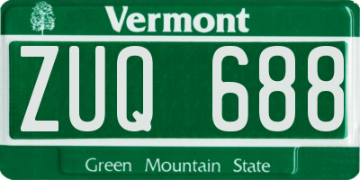 VT license plate ZUQ688