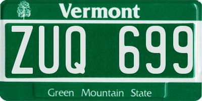 VT license plate ZUQ699