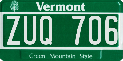 VT license plate ZUQ706