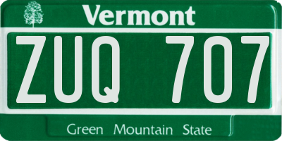 VT license plate ZUQ707