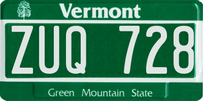 VT license plate ZUQ728