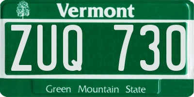 VT license plate ZUQ730