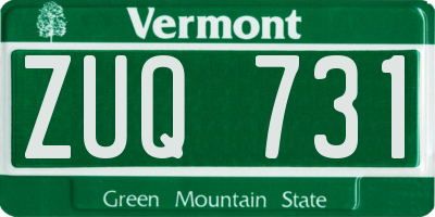 VT license plate ZUQ731