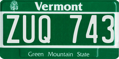 VT license plate ZUQ743