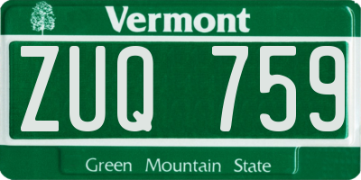 VT license plate ZUQ759
