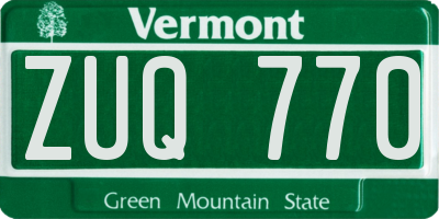 VT license plate ZUQ770