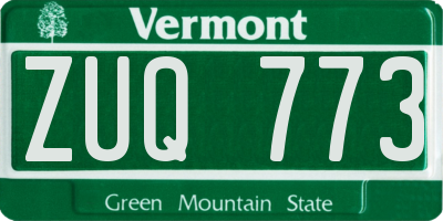 VT license plate ZUQ773