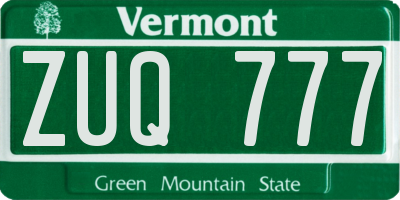 VT license plate ZUQ777