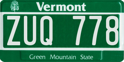 VT license plate ZUQ778