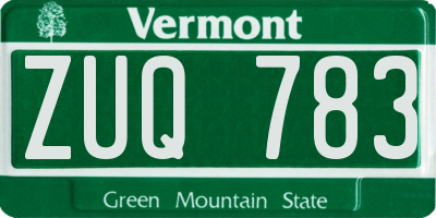 VT license plate ZUQ783
