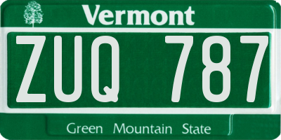 VT license plate ZUQ787