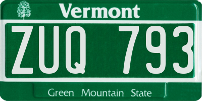 VT license plate ZUQ793