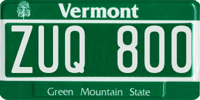 VT license plate ZUQ800