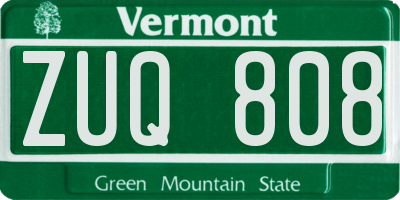 VT license plate ZUQ808
