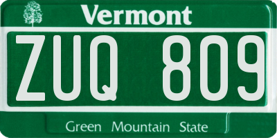 VT license plate ZUQ809